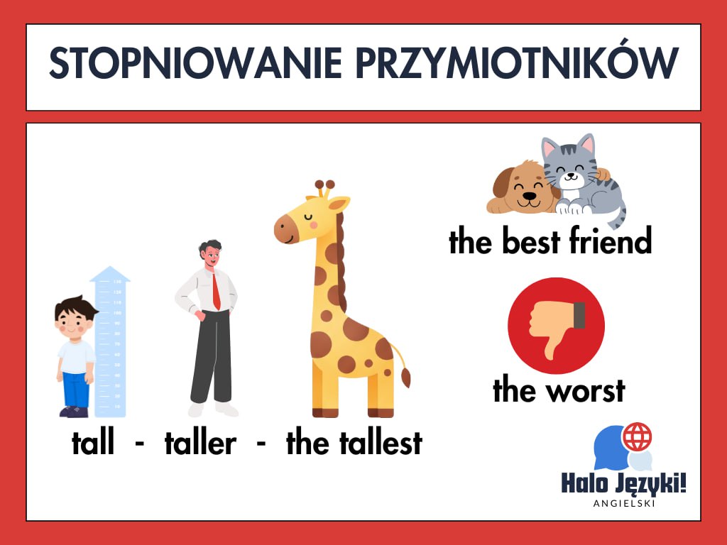 Stopniowanie przymiotników w języku angielskim – tall, taller, the tallest oraz przykłady przymiotników w stopniu najwyższym i nieregularnym